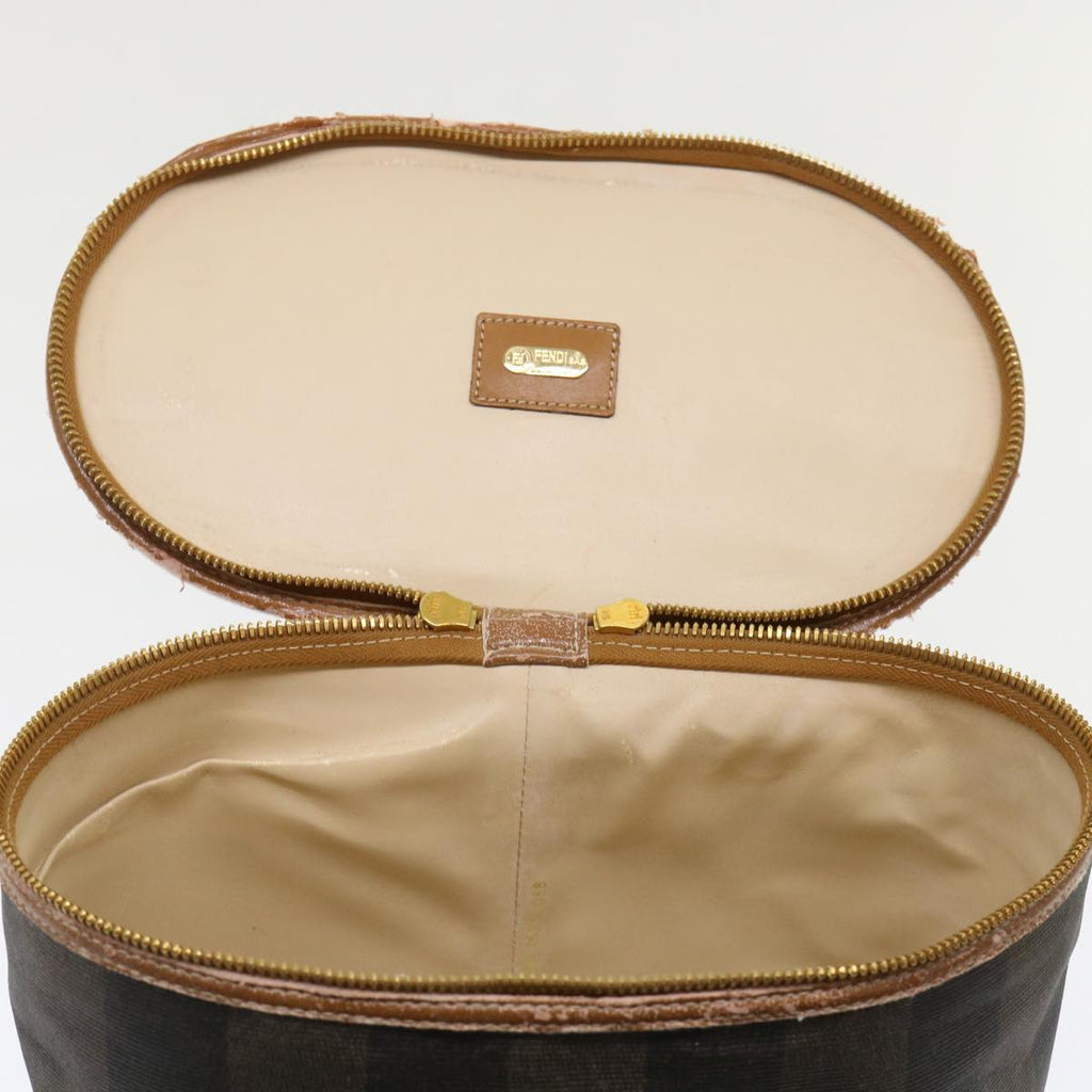 FENDI Pecan Canvas Hand Bag Boston Bag Coated Canvas 2Set Brown Black hk751