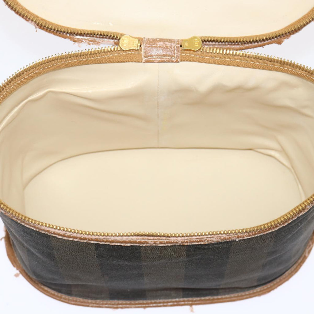 FENDI Pecan Canvas Hand Bag Boston Bag Coated Canvas 2Set Brown Black hk751