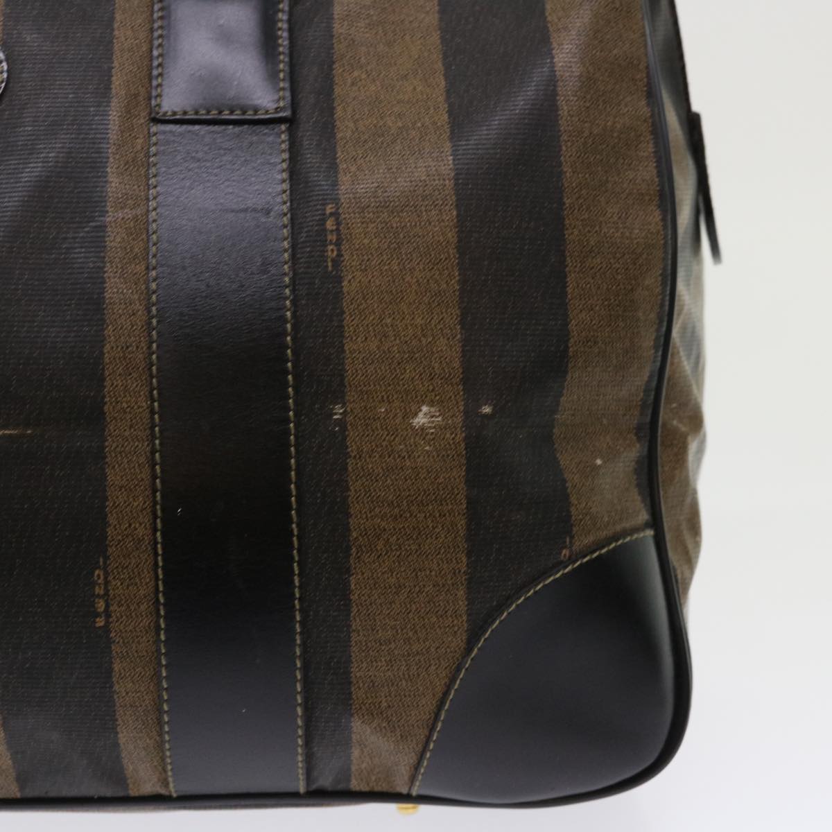 FENDI Pecan Canvas Hand Bag Boston Bag Coated Canvas 2Set Brown Black hk751