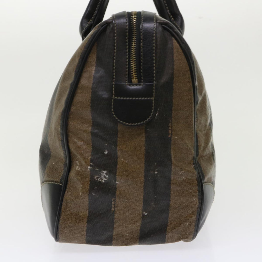 FENDI Pecan Canvas Hand Bag Boston Bag Coated Canvas 2Set Brown Black hk751