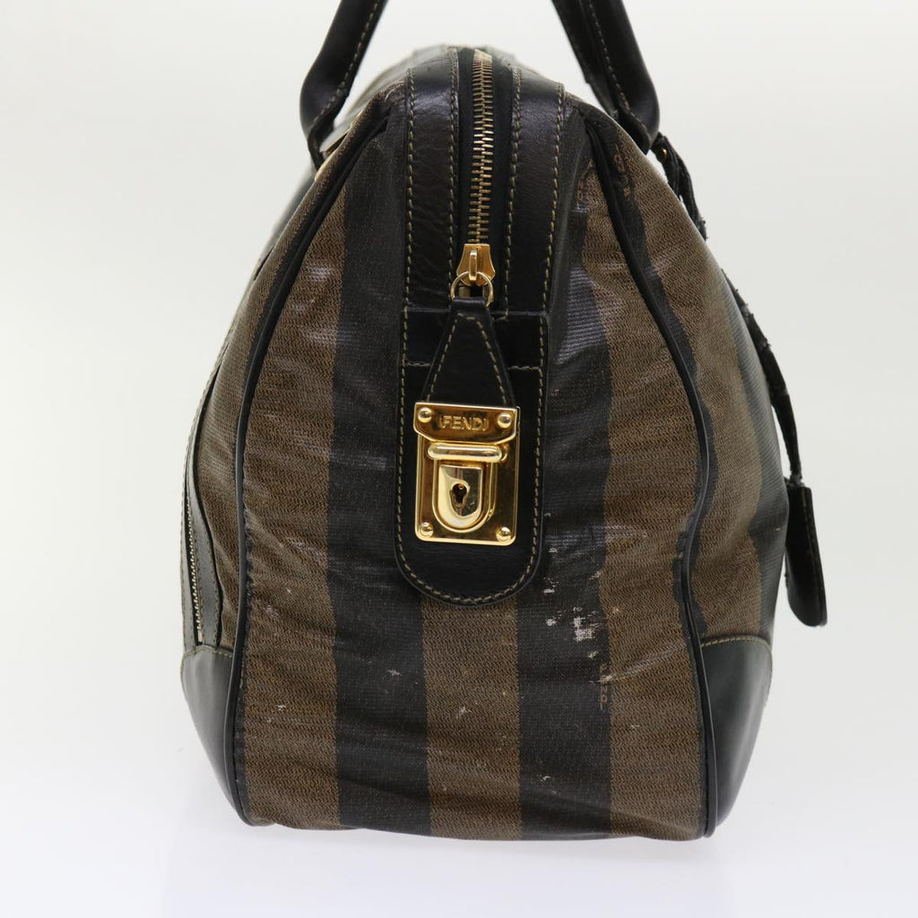 FENDI Pecan Canvas Hand Bag Boston Bag Coated Canvas 2Set Brown Black hk751