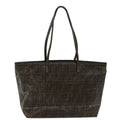 FENDI Zucca Canvas Tote Bag Coated Canvas Brown Black hk766