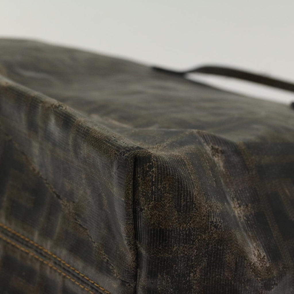 FENDI Zucca Canvas Tote Bag Coated Canvas Brown Black hk766