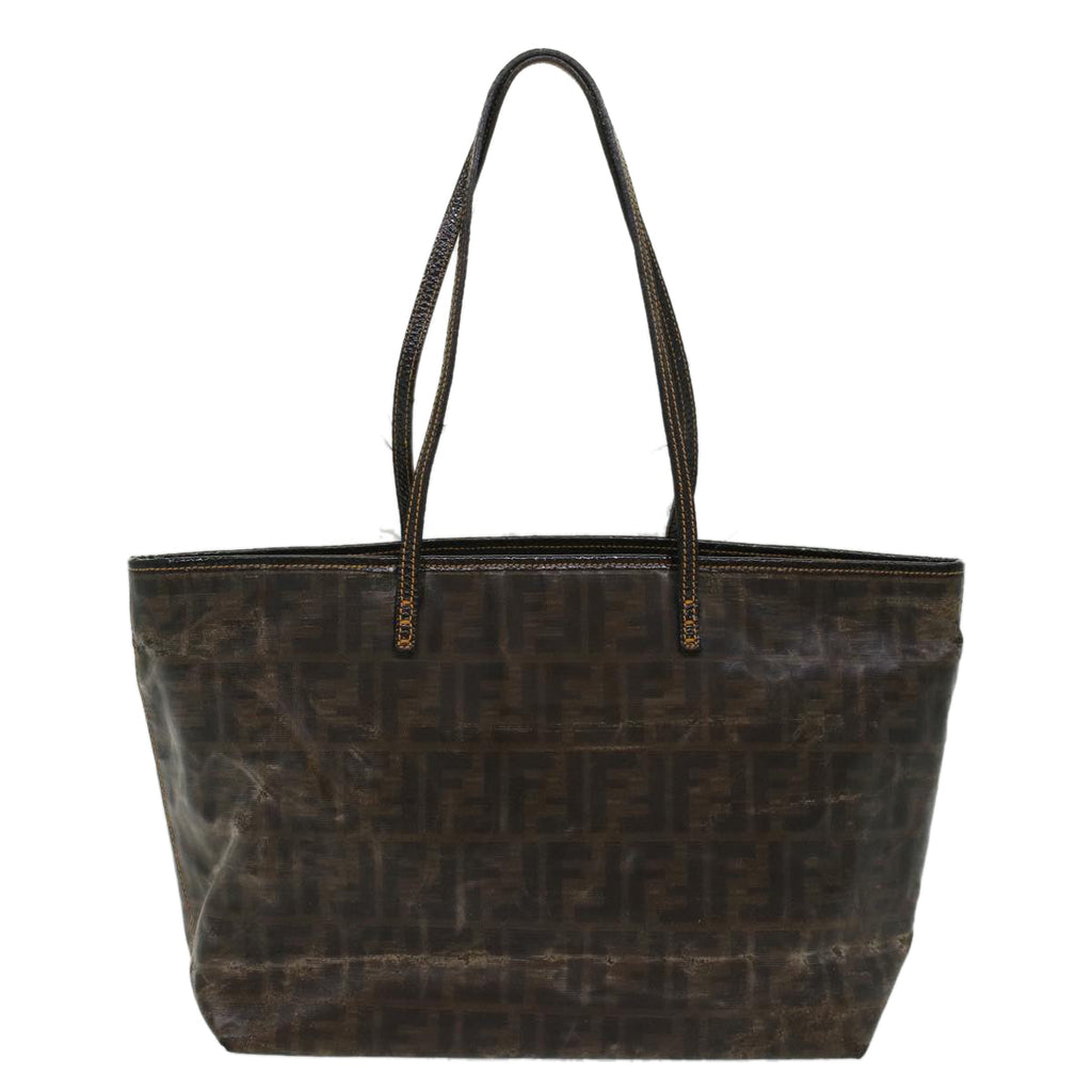FENDI Zucca Canvas Tote Bag Coated Canvas Brown Black hk766