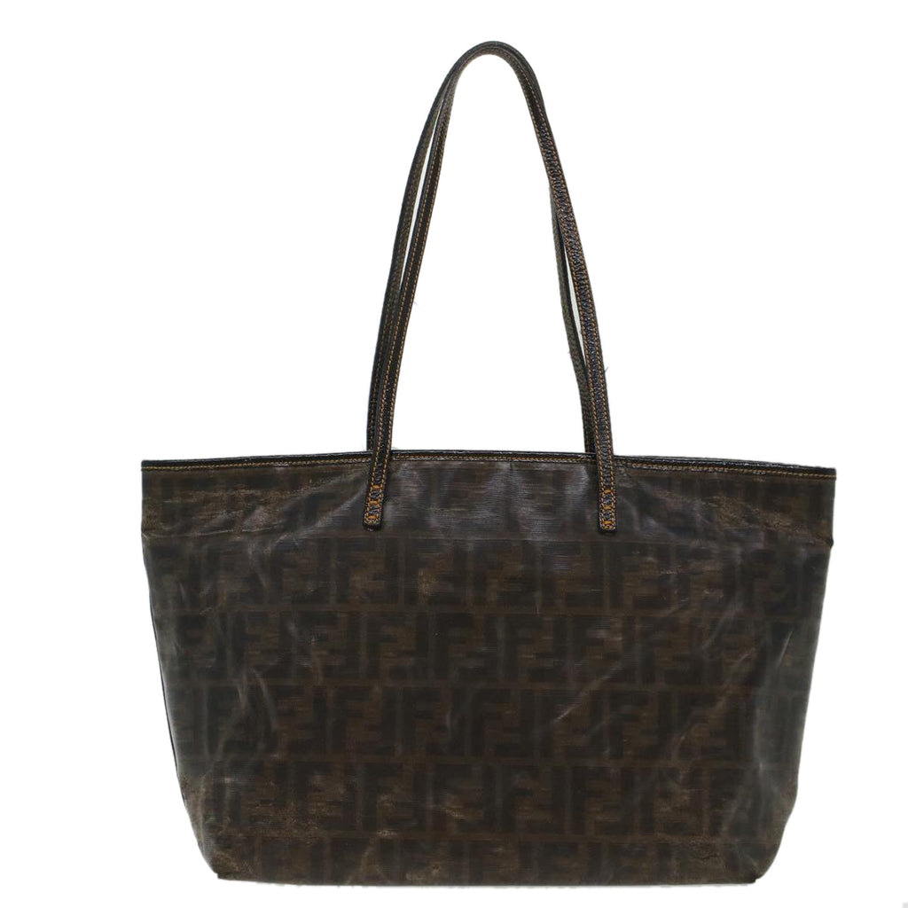 FENDI Zucca Canvas Tote Bag Coated Canvas Brown Black hk766