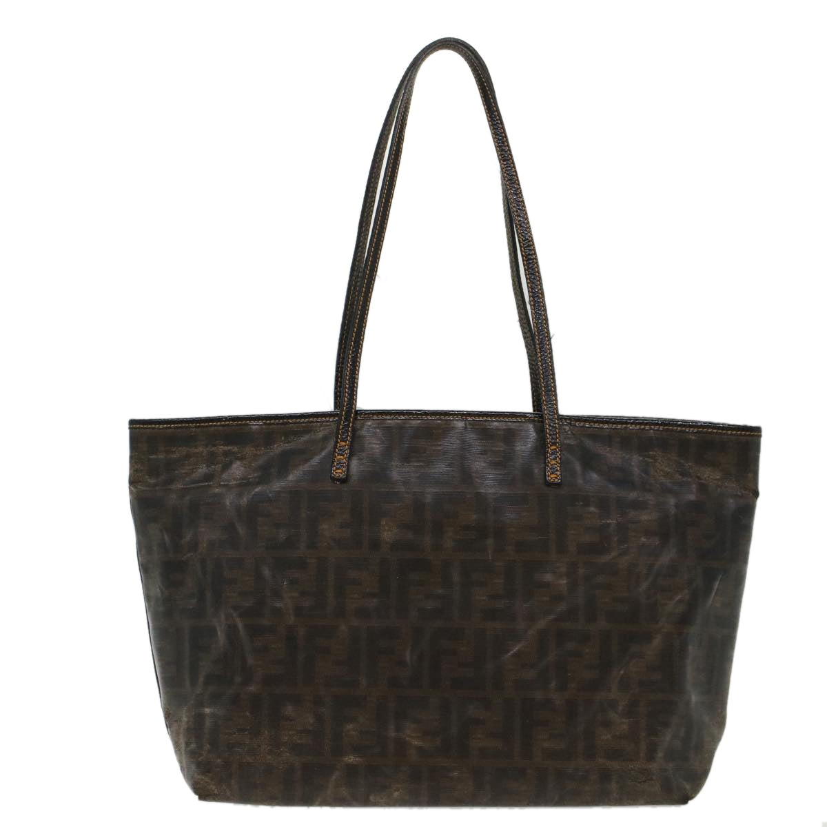 FENDI Zucca Canvas Tote Bag Coated Canvas Brown Black hk766