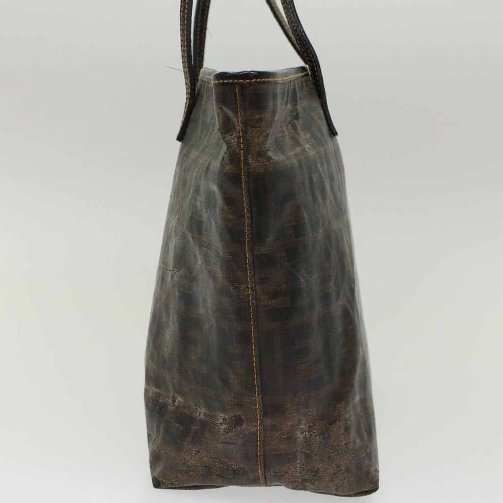 FENDI Zucca Canvas Tote Bag Coated Canvas Brown Black hk766