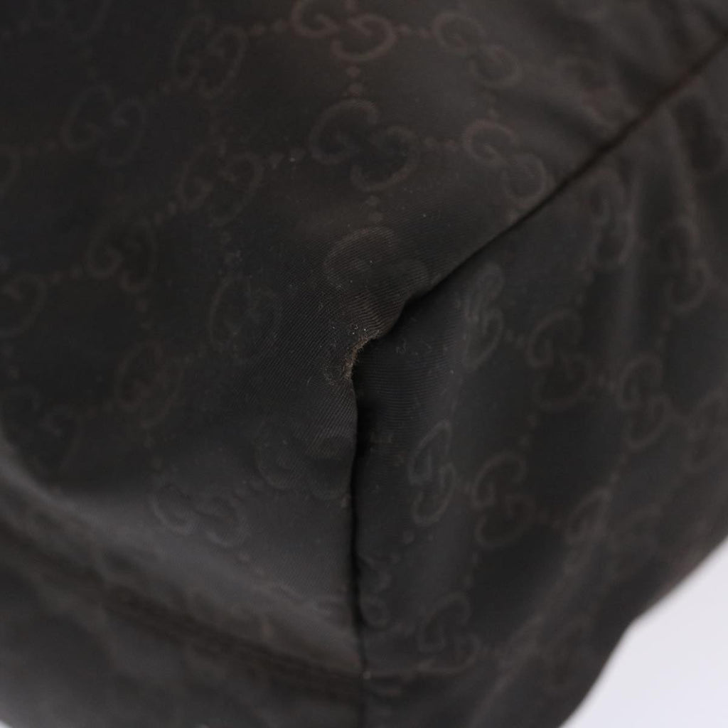 GUCCI GG Canvas Tote Bag Nylon Leather Black Brown 282439 hk770