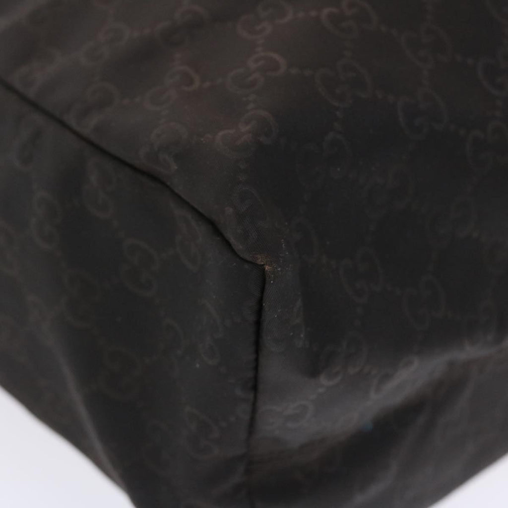 GUCCI GG Canvas Tote Bag Nylon Leather Black Brown 282439 hk770