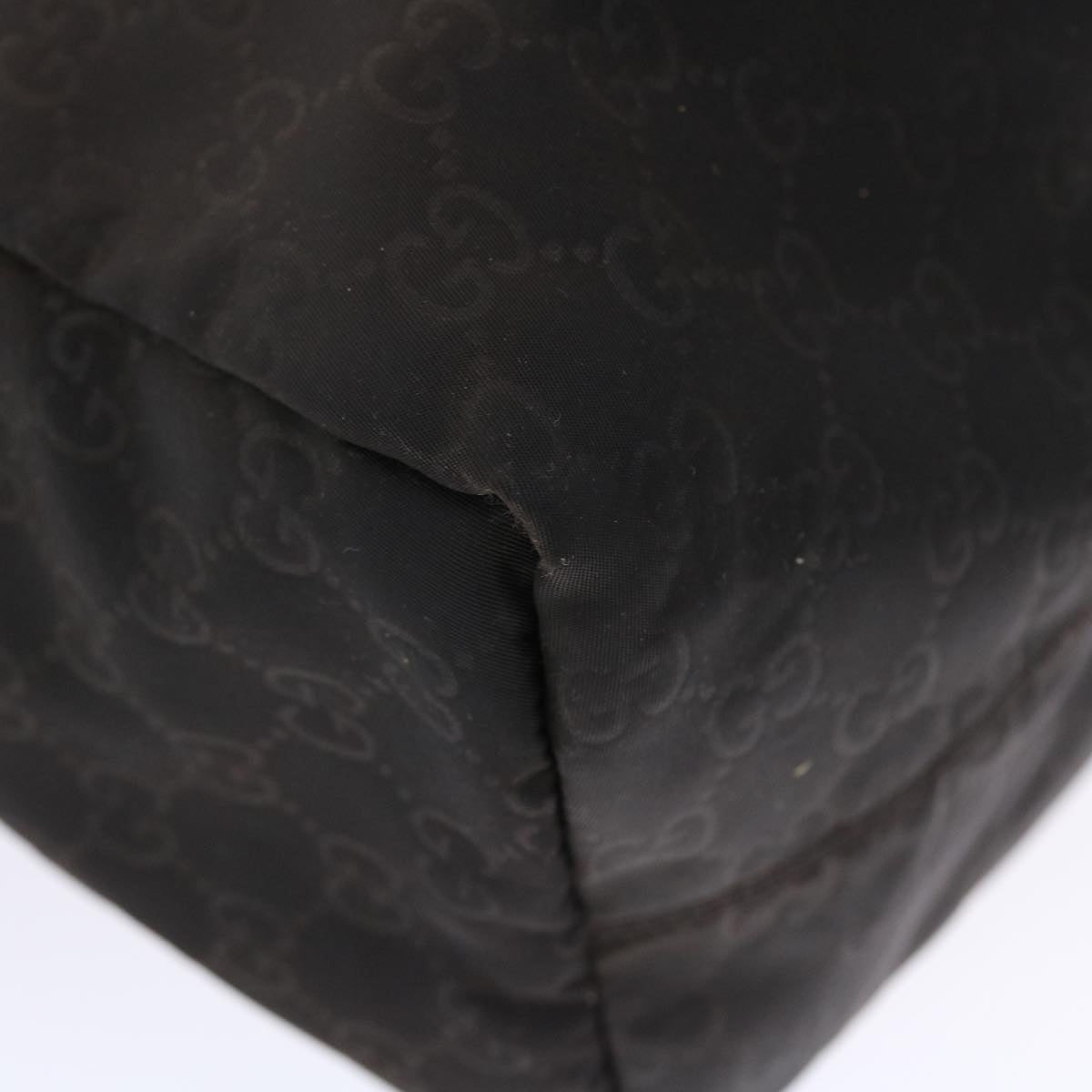 GUCCI GG Canvas Tote Bag Nylon Leather Black Brown 282439 hk770