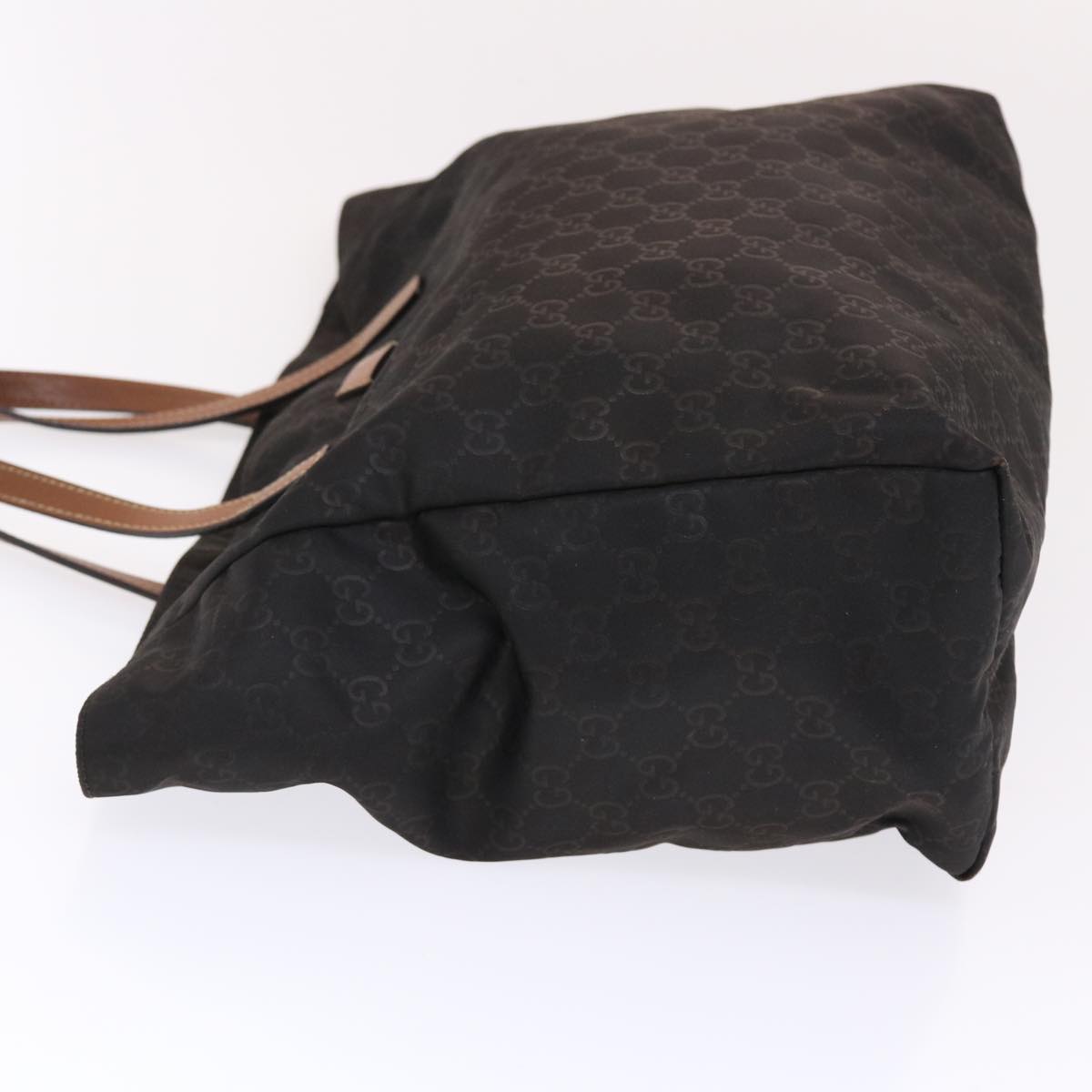 GUCCI GG Canvas Tote Bag Nylon Leather Black Brown 282439 hk770