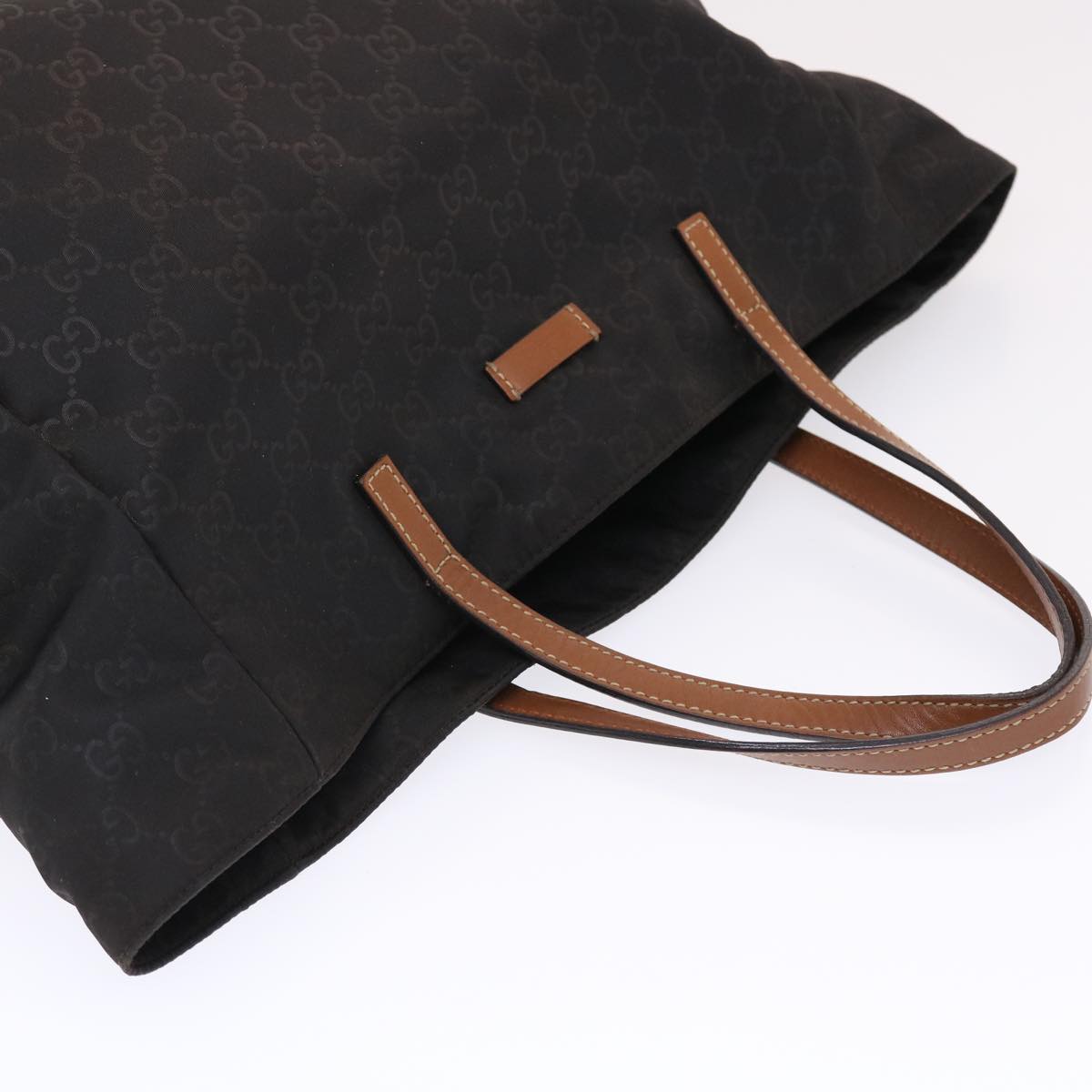 GUCCI GG Canvas Tote Bag Nylon Leather Black Brown 282439 hk770