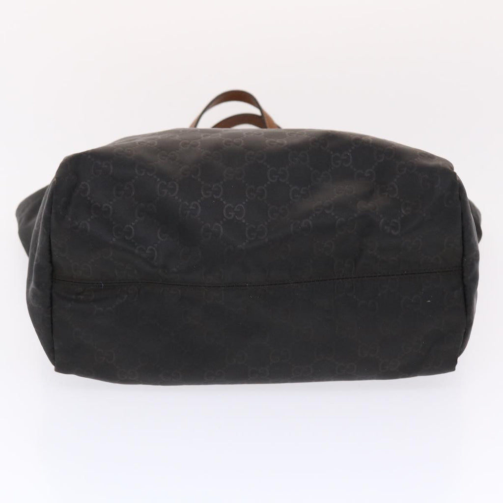 GUCCI GG Canvas Tote Bag Nylon Leather Black Brown 282439 hk770