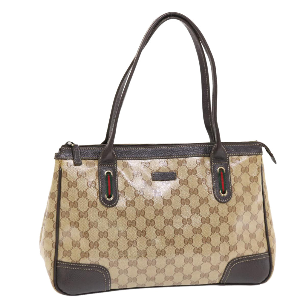 GUCCI GG Crystal Canvas Web Sherry Line Shoulder Bag Beige 293599 hk775