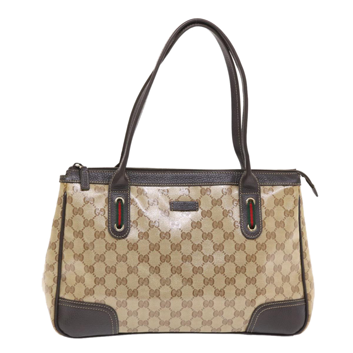 GUCCI GG Crystal Canvas Web Sherry Line Shoulder Bag Beige 293599 hk775