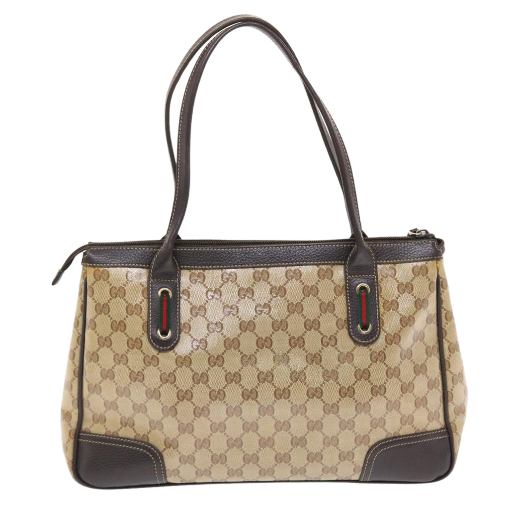 GUCCI GG Crystal Canvas Web Sherry Line Shoulder Bag Beige 293599 hk775