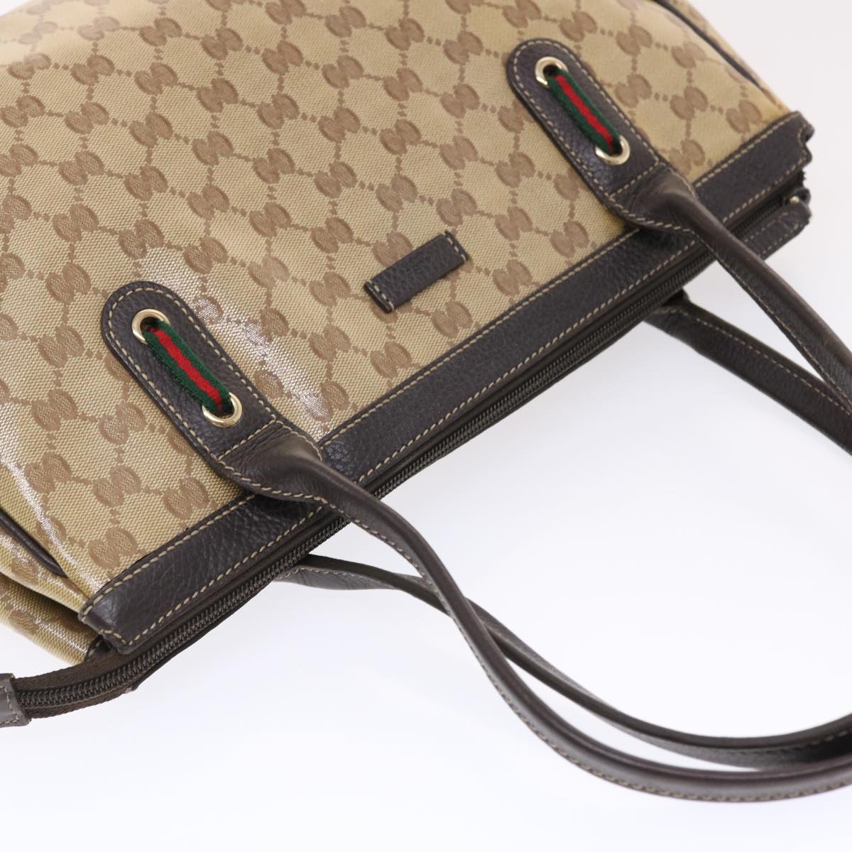 GUCCI GG Crystal Canvas Web Sherry Line Shoulder Bag Beige 293599 hk775