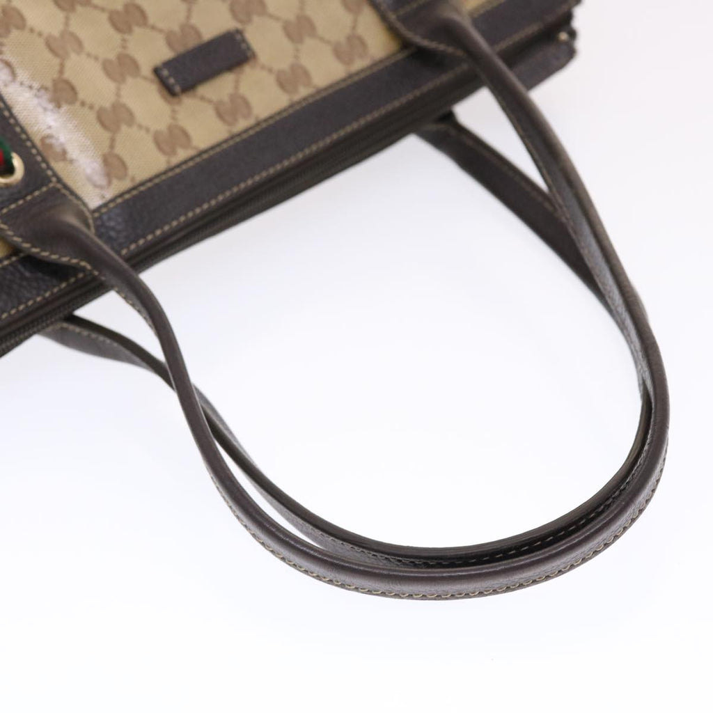 GUCCI GG Crystal Canvas Web Sherry Line Shoulder Bag Beige 293599 hk775