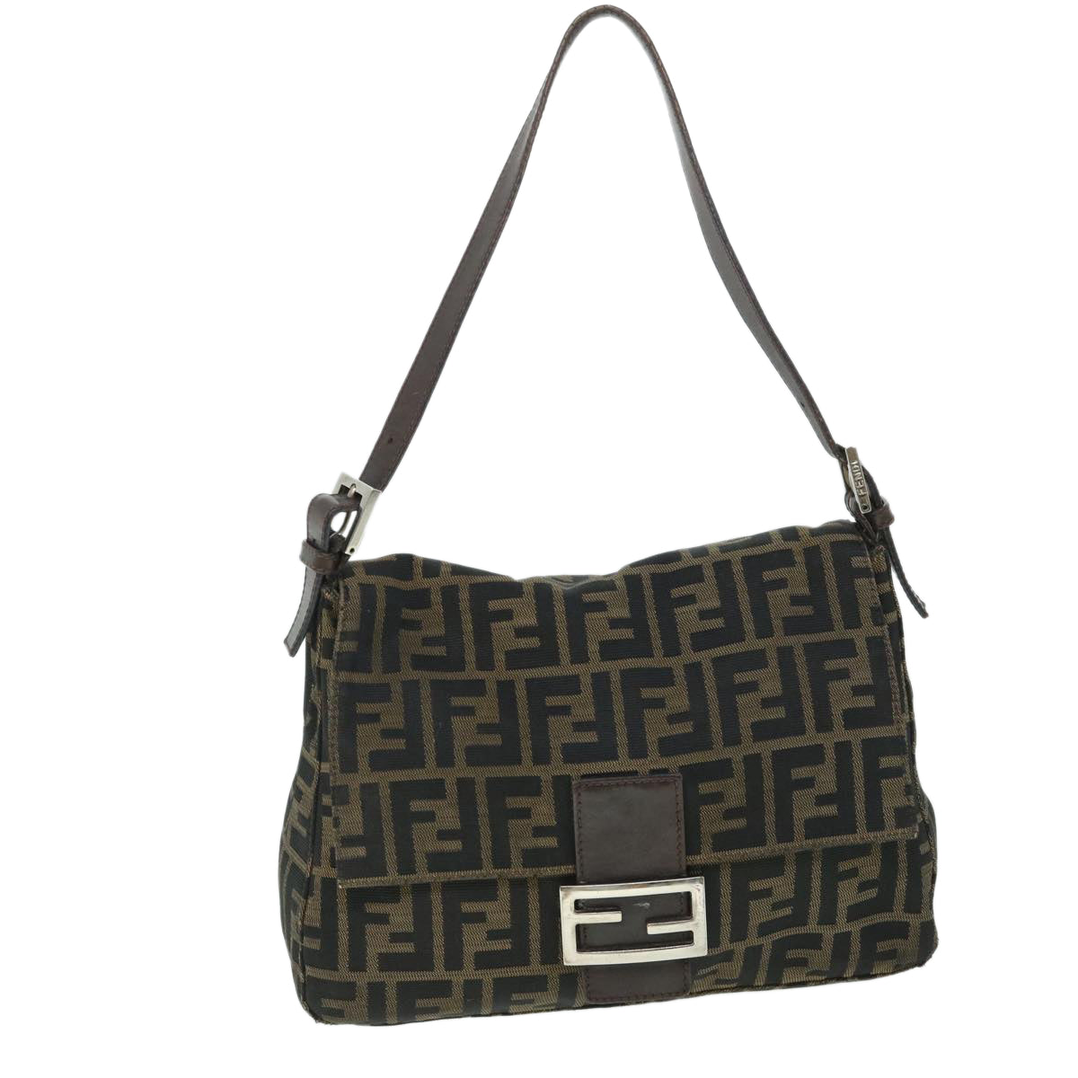 FENDI Zucca Canvas Mamma Baguette Shoulder Bag Brown hk856