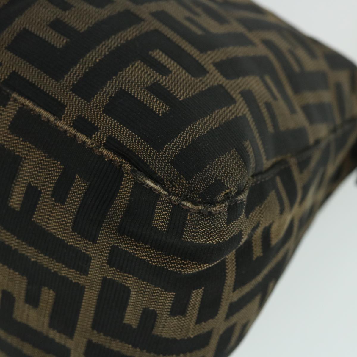 FENDI Zucca Canvas Mamma Baguette Shoulder Bag Brown hk856