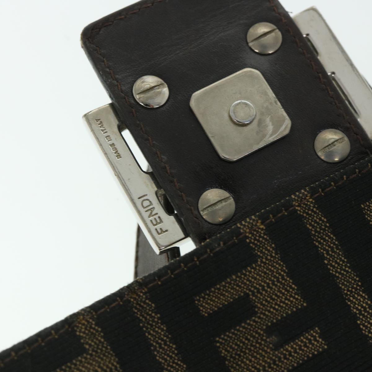 FENDI Zucca Canvas Mamma Baguette Shoulder Bag Brown hk856