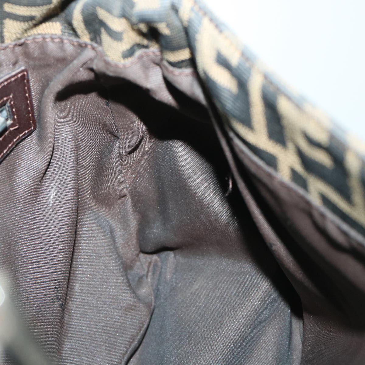 FENDI Zucca Canvas Mamma Baguette Shoulder Bag Brown hk856