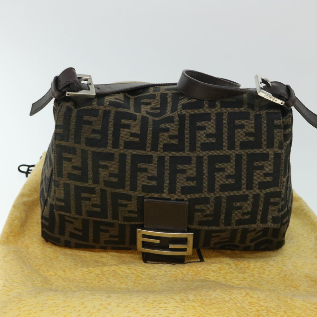 FENDI Zucca Canvas Mamma Baguette Shoulder Bag Brown hk856