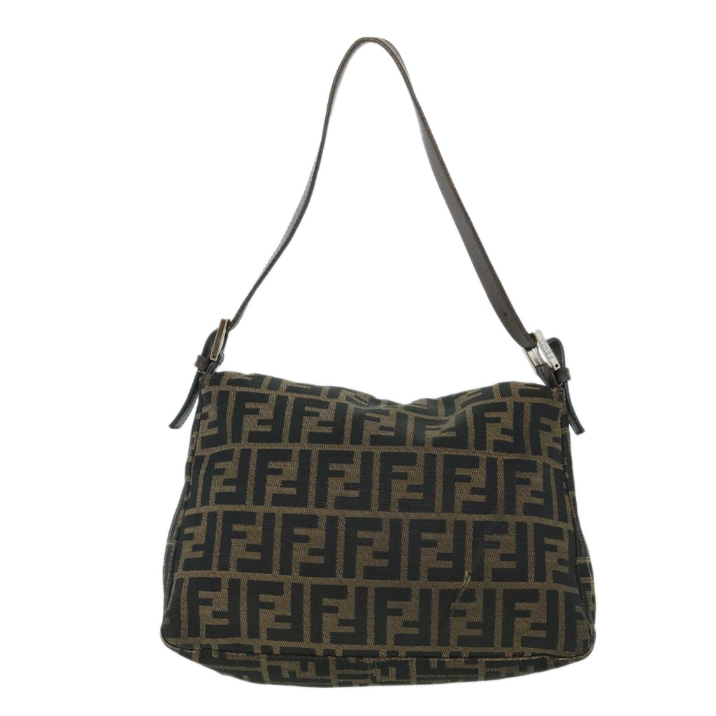 FENDI Zucca Canvas Mamma Baguette Shoulder Bag Brown hk856