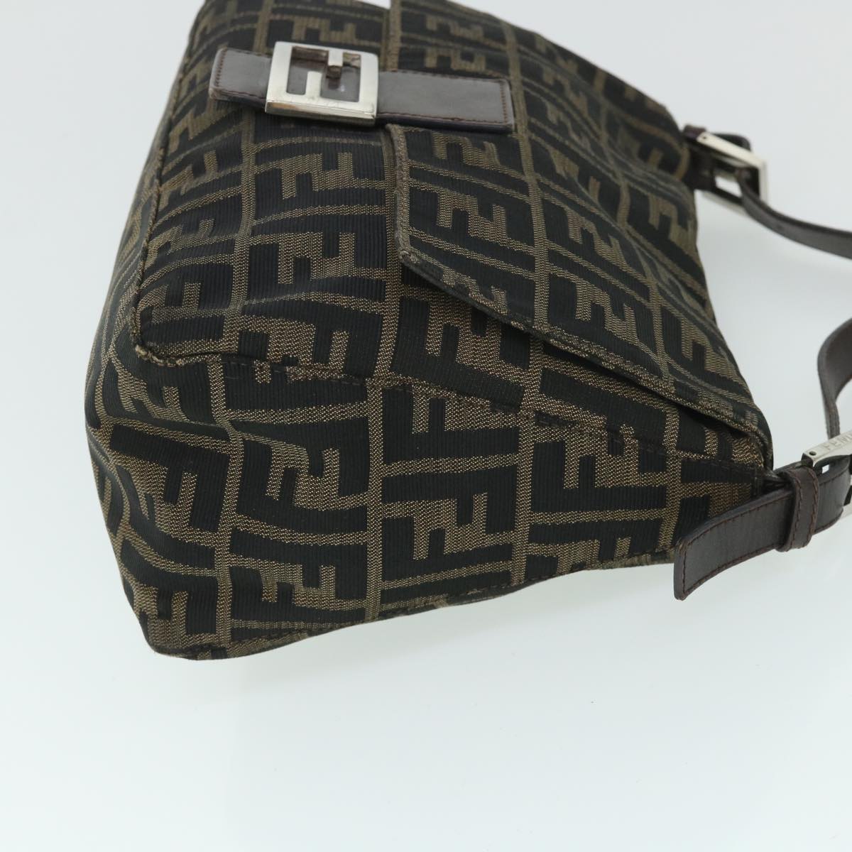 FENDI Zucca Canvas Mamma Baguette Shoulder Bag Brown hk856