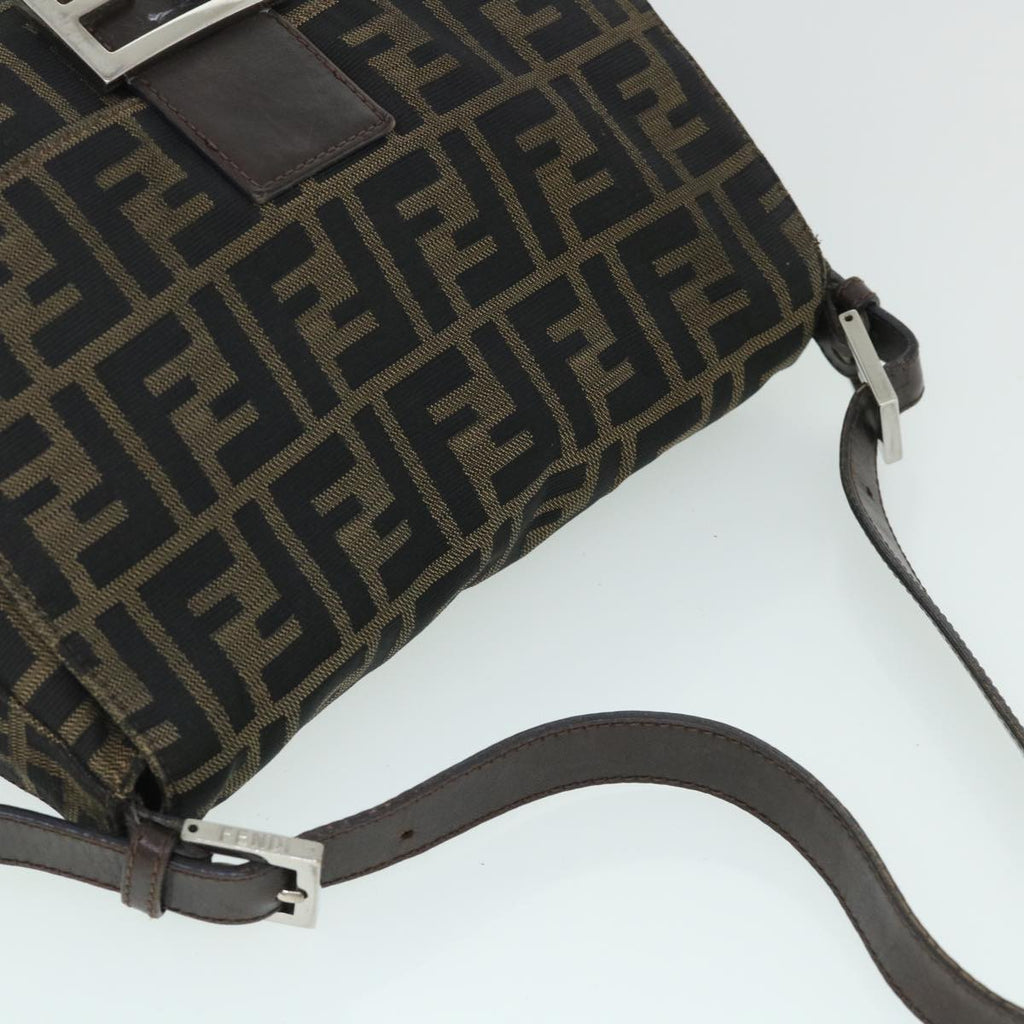 FENDI Zucca Canvas Mamma Baguette Shoulder Bag Brown hk856