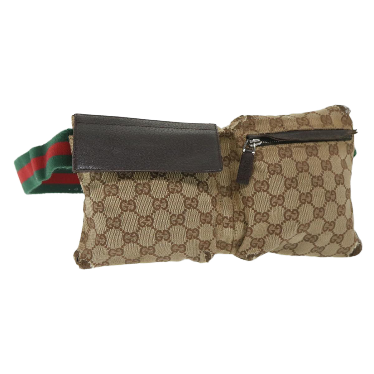 GUCCI GG Canvas Web Sherry Line Waist bag Beige Red Green 28566 hk890