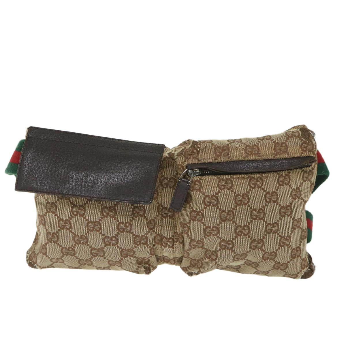GUCCI GG Canvas Web Sherry Line Waist bag Beige Red Green 28566 hk890