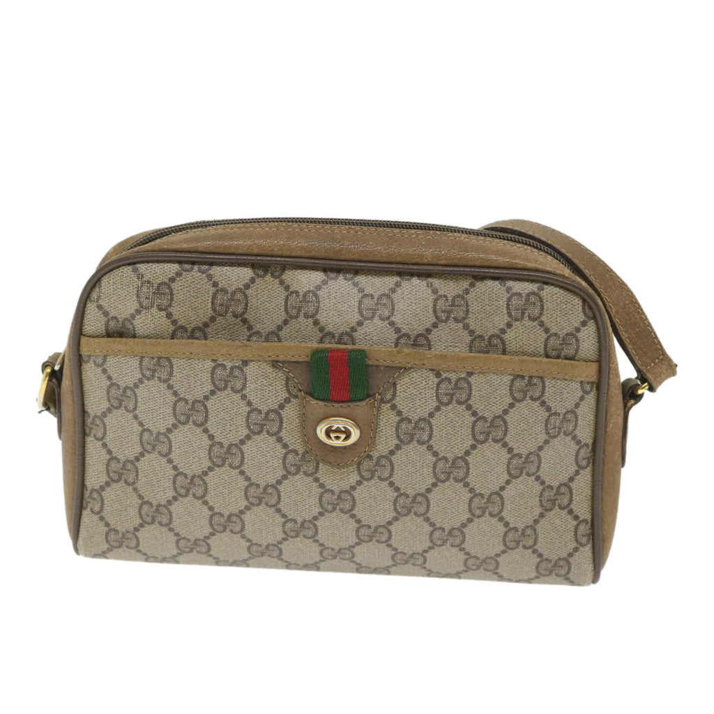 GUCCI GG Supreme Web Sherry Line Shoulder Bag Beige Red 116 02 089 hk891
