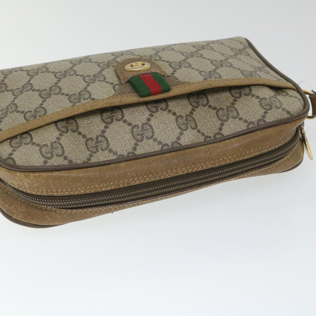 GUCCI GG Supreme Web Sherry Line Shoulder Bag Beige Red 116 02 089 hk891