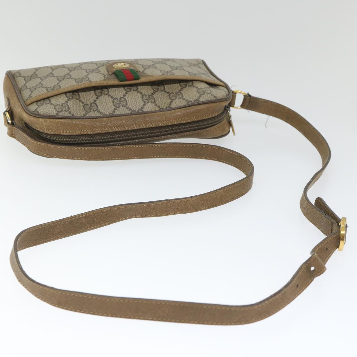 GUCCI GG Supreme Web Sherry Line Shoulder Bag Beige Red 116 02 089 hk891