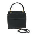 GUCCI Bamboo Hand Bag Leather 2way Black 001 1887 3444 hk912