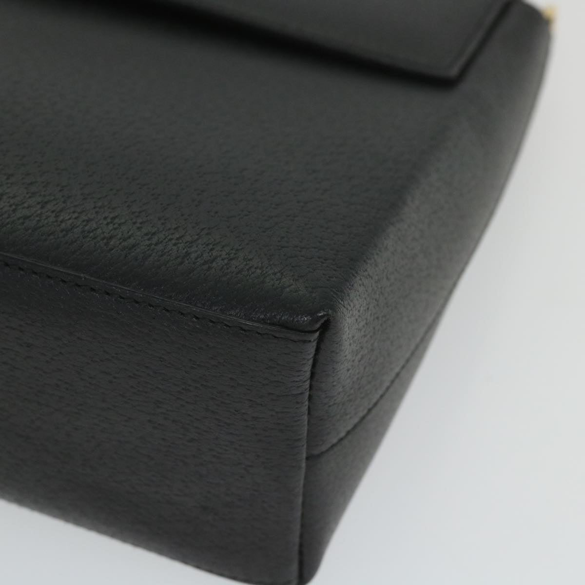 GUCCI Bamboo Hand Bag Leather 2way Black 001 1887 3444 hk912
