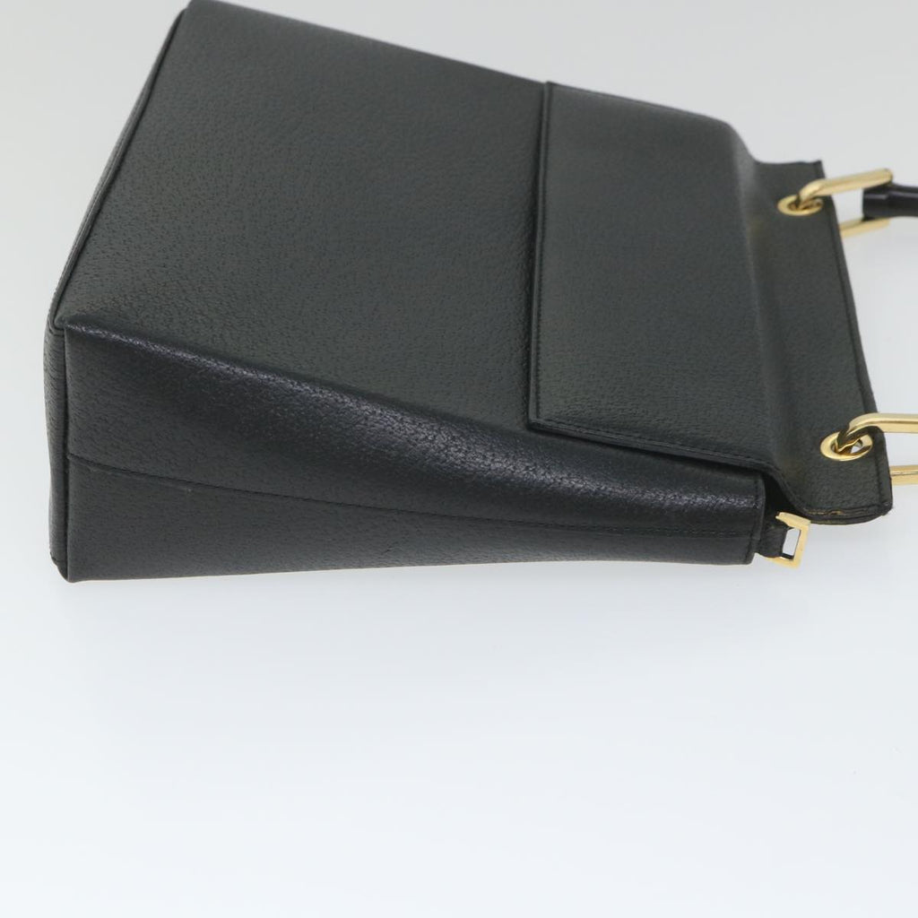 GUCCI Bamboo Hand Bag Leather 2way Black 001 1887 3444 hk912