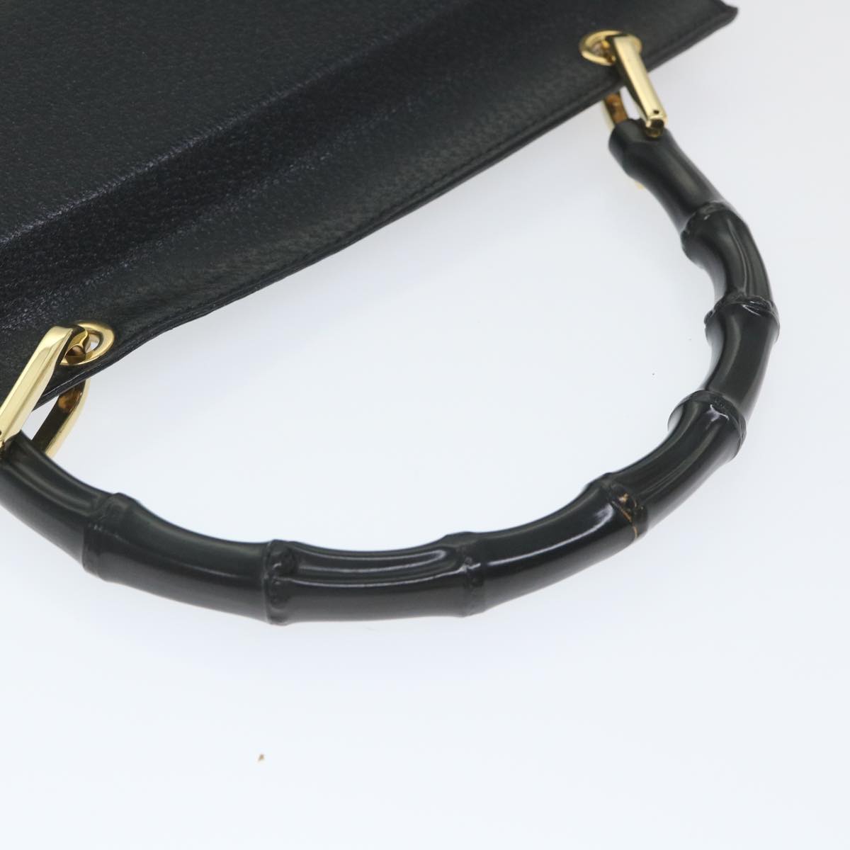 GUCCI Bamboo Hand Bag Leather 2way Black 001 1887 3444 hk912