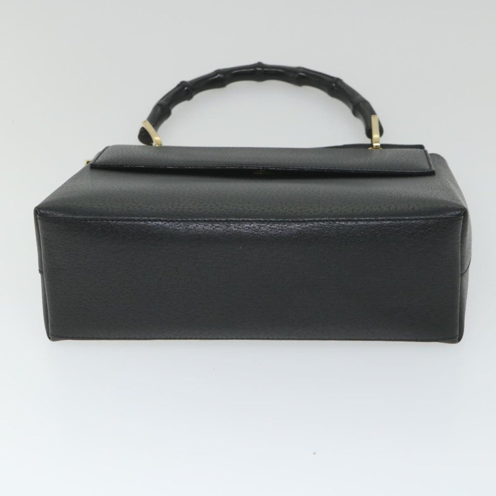 GUCCI Bamboo Hand Bag Leather 2way Black 001 1887 3444 hk912