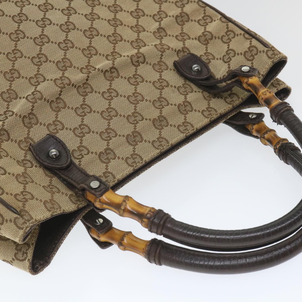 GUCCI GG Canvas Bamboo Tote Bag Beige 112530 hk915