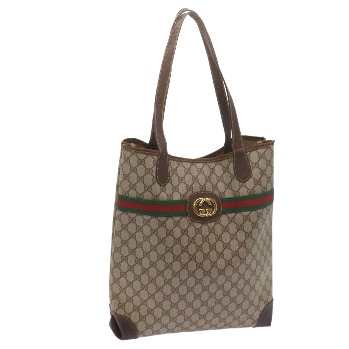 GUCCI GG Supreme Web Sherry Line Tote Bag Beige Red 002 123 0131 hk935