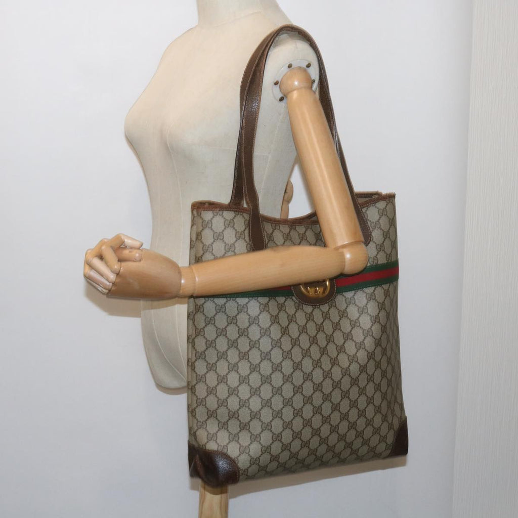 GUCCI GG Supreme Web Sherry Line Tote Bag Beige Red 002 123 0131 hk935
