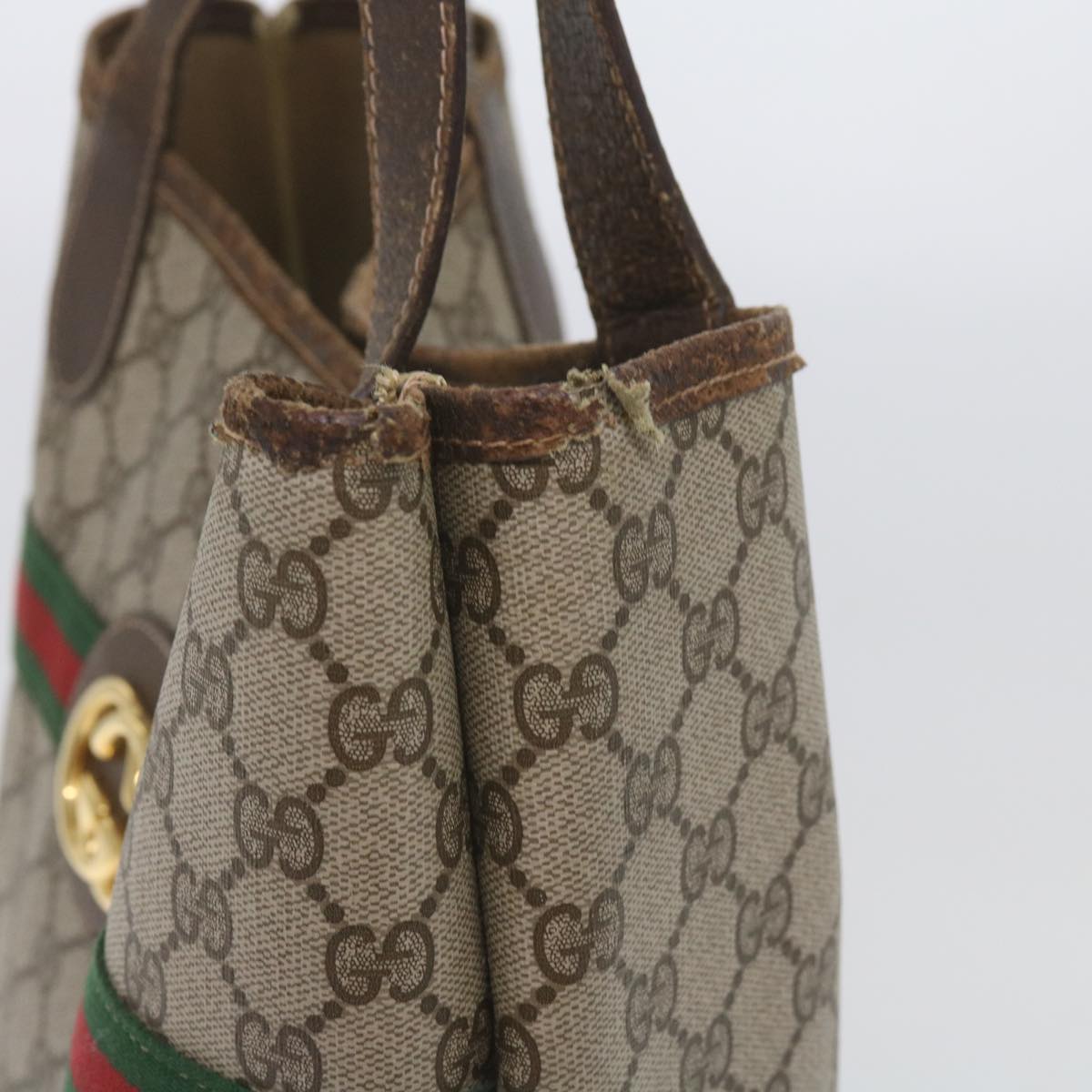 GUCCI GG Supreme Web Sherry Line Tote Bag Beige Red 002 123 0131 hk935