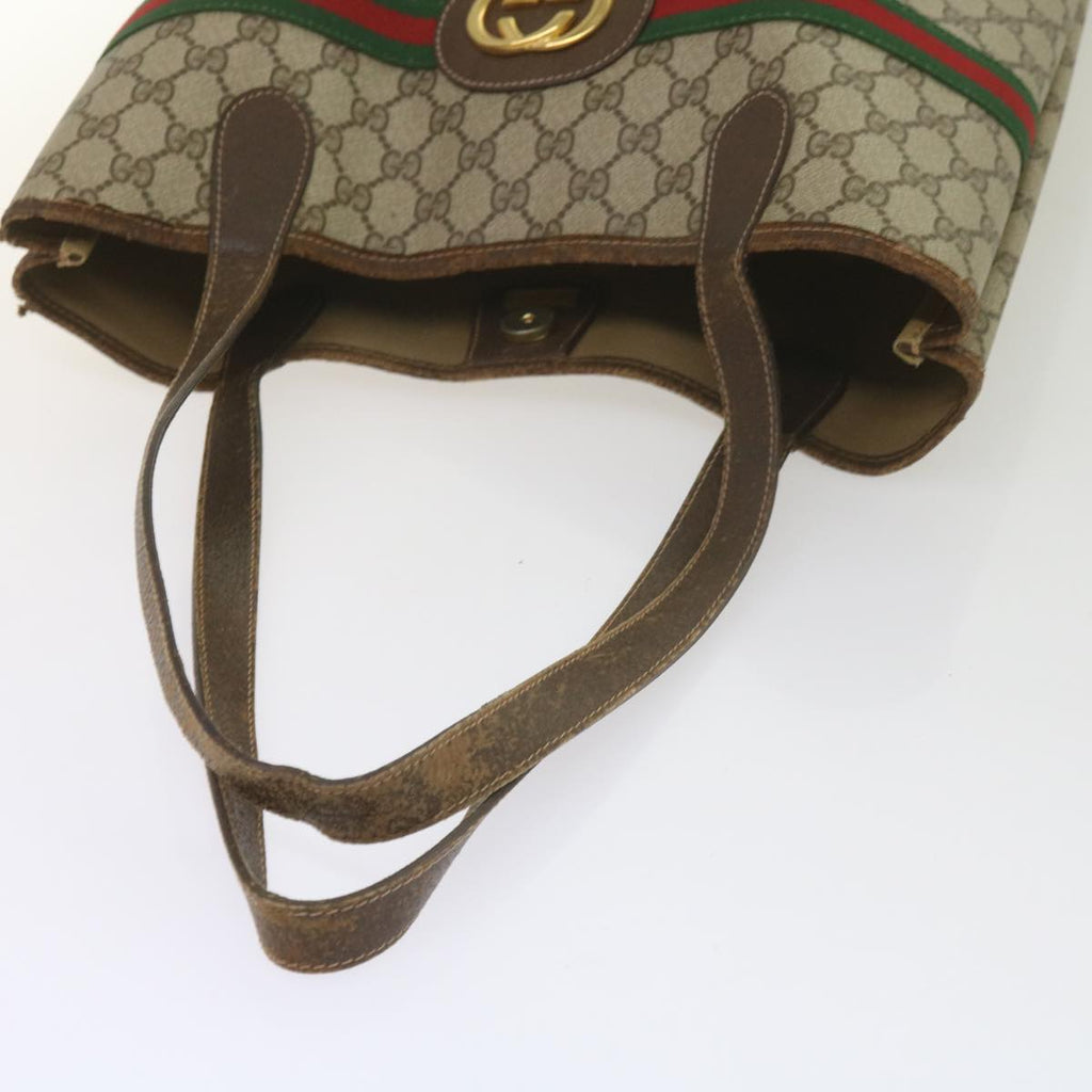 GUCCI GG Supreme Web Sherry Line Tote Bag Beige Red 002 123 0131 hk935