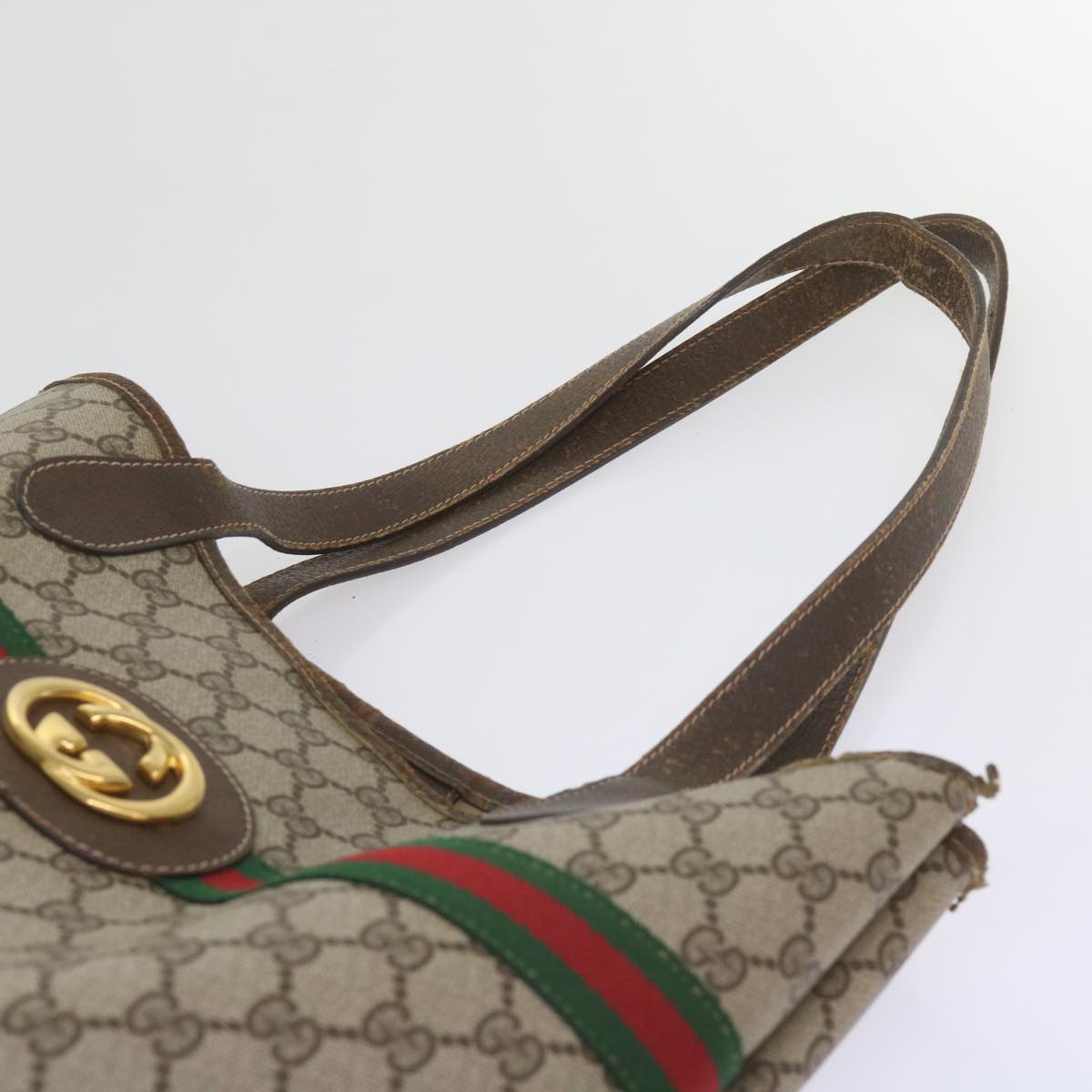 GUCCI GG Supreme Web Sherry Line Tote Bag Beige Red 002 123 0131 hk935