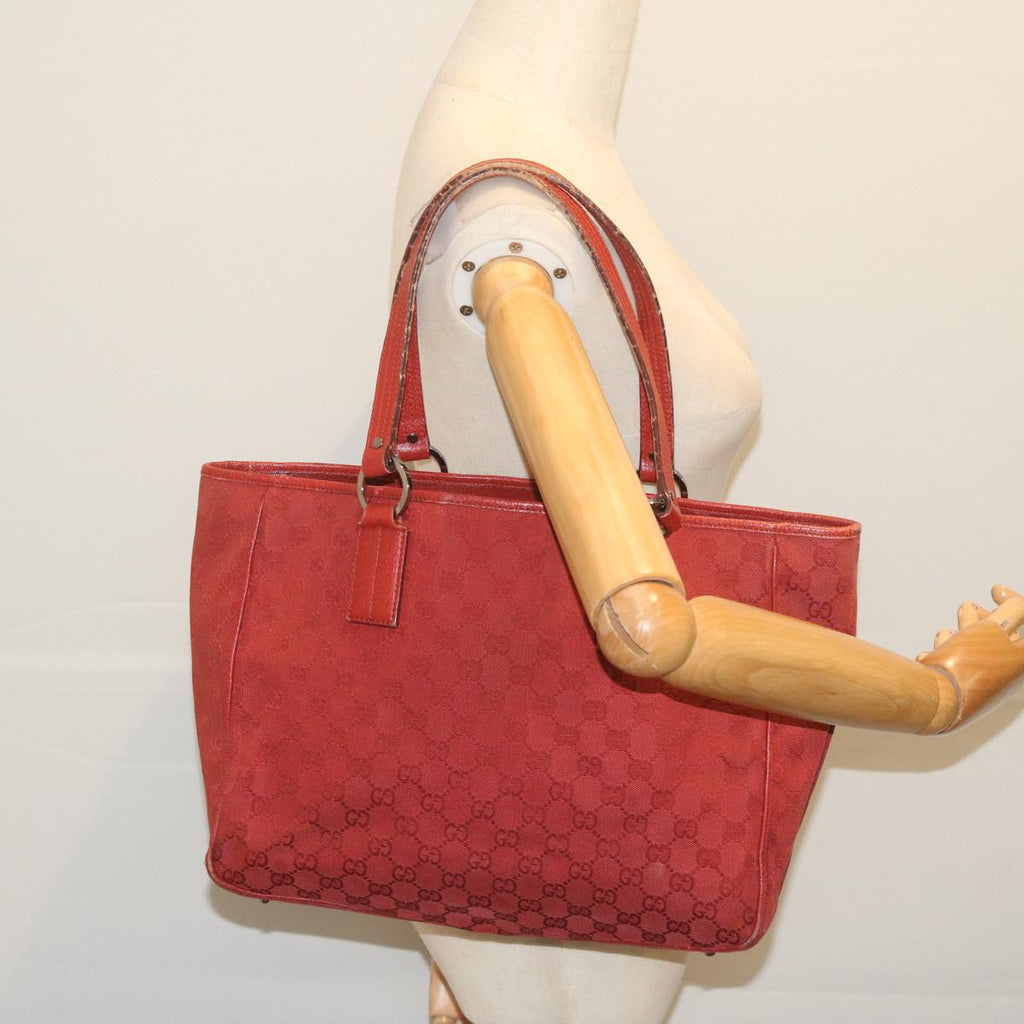GUCCI GG Canvas Tote Bag Red 113017 hk950