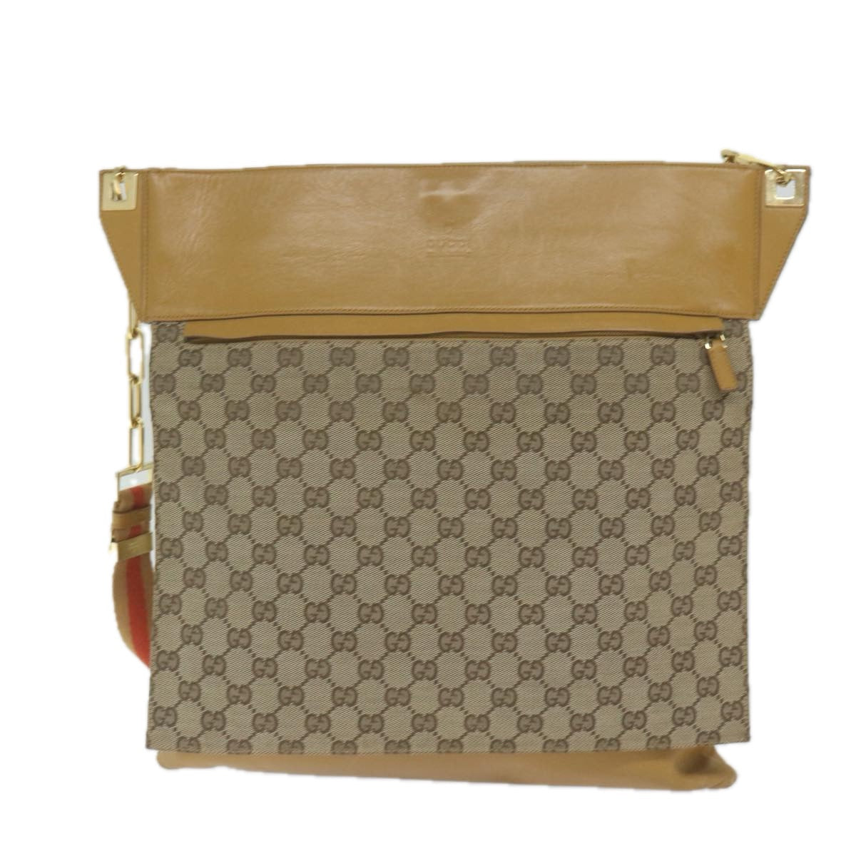 GUCCI GG Canvas Sherry Line Shoulder Bag Beige Red Brown hk957