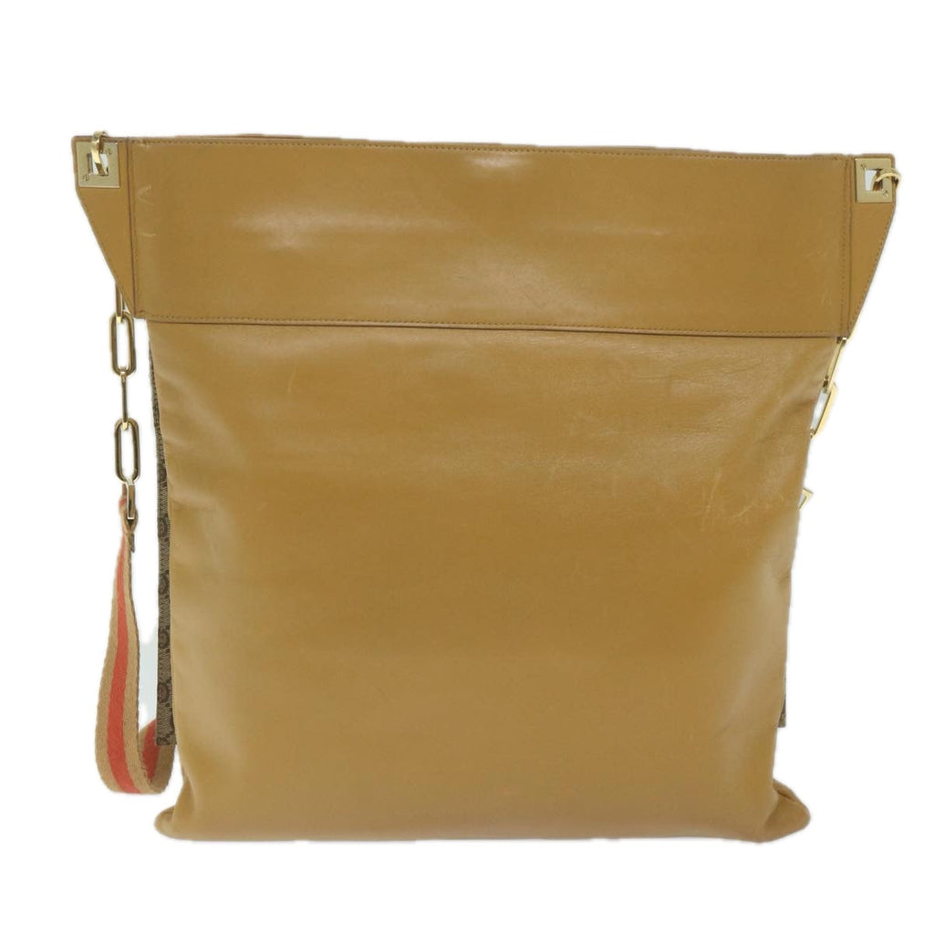 GUCCI GG Canvas Sherry Line Shoulder Bag Beige Red Brown hk957