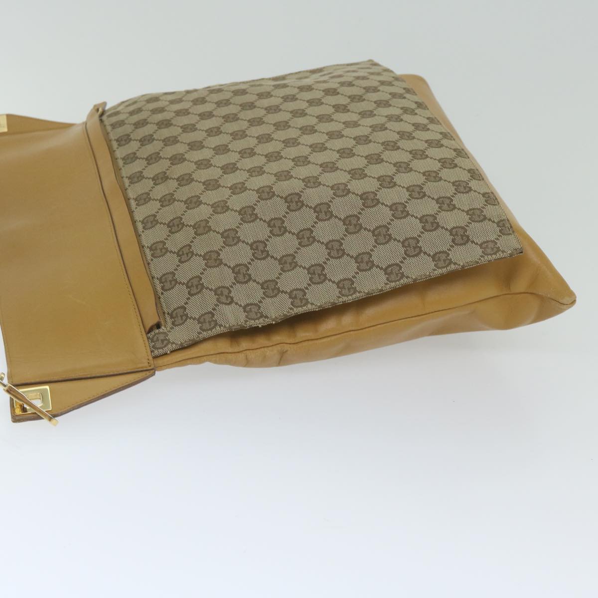 GUCCI GG Canvas Sherry Line Shoulder Bag Beige Red Brown hk957